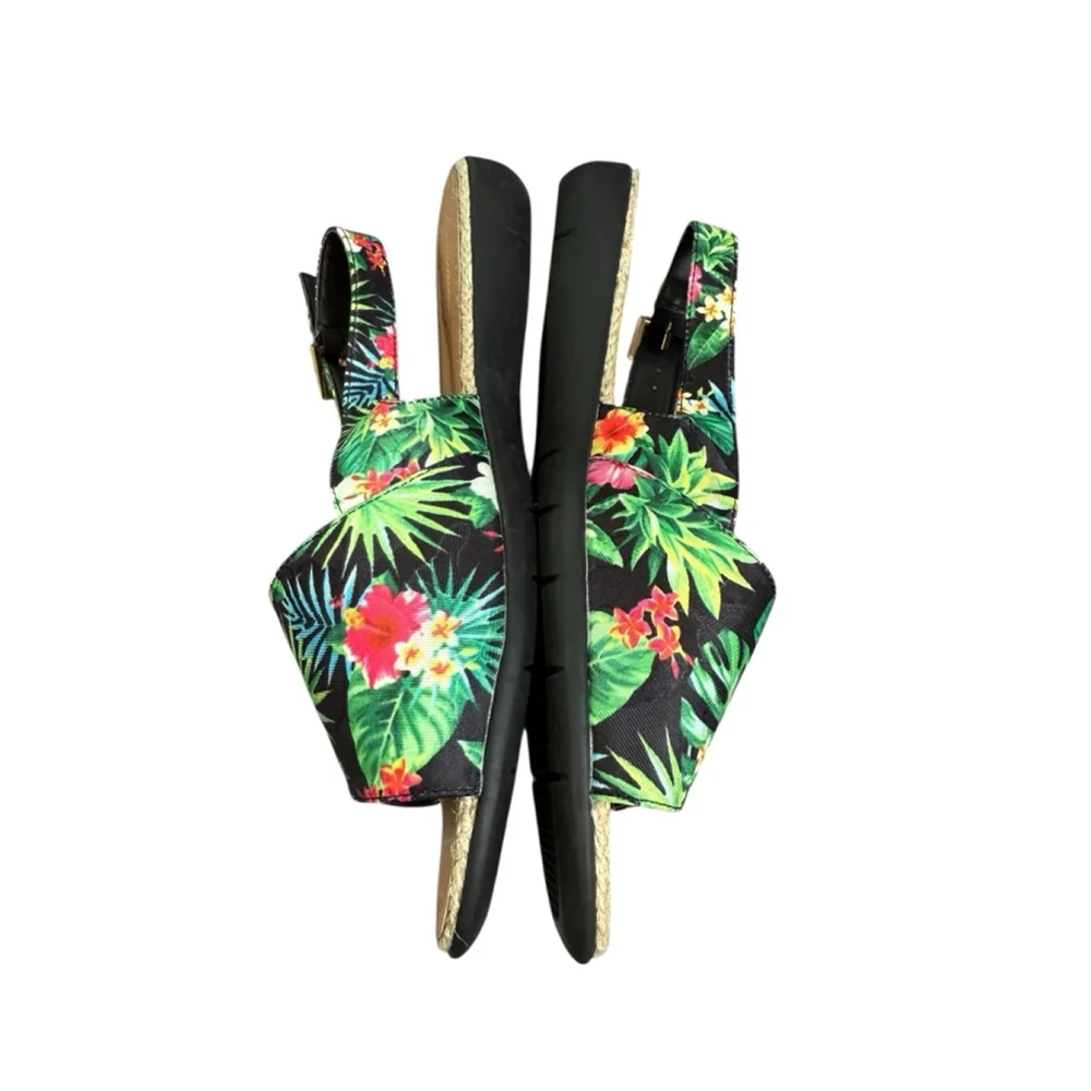 Cory View Sandals Green Floral Print Wide Width Size 12WW - Picture 3 of 11